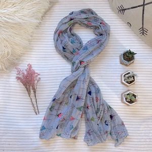 Gray multicolor scarf - one size.